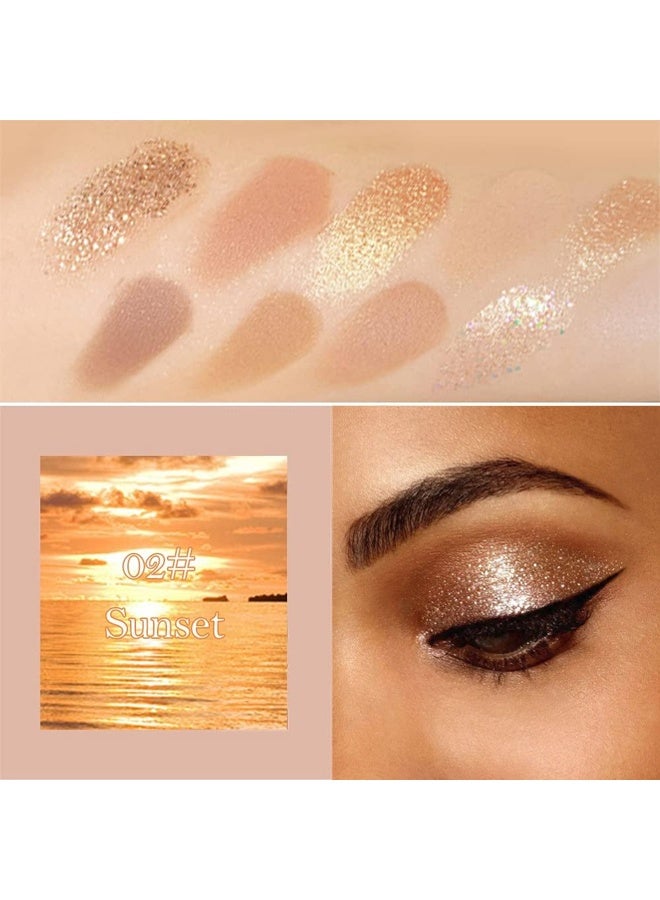 Sweet Mint 10 Colors Eyeshadow Palette,Matte&Glitter&Shimmer Eyeshadow Makeup,Naturing-Looking,Ultra-Blendable, High Pigmented, Brown Nude Neutral Eyeshadow Palette #02 Sunset - Image 4